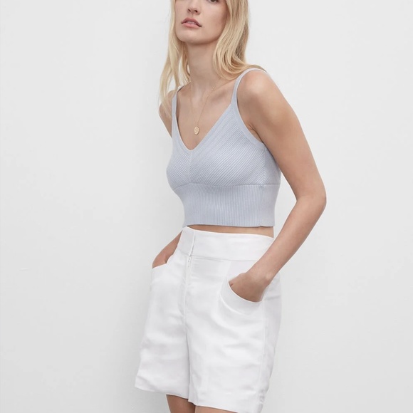 Ribbed Crop Top - Brand New - NEVER WORN - Lake Blue - Picture 1 of 4